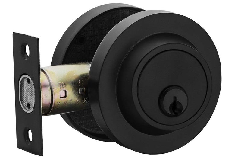 Berlin Modisch Entry Lever Door Handle and Single Cylinder Deadbolt Lock and Key Sleek Round Locking Lever Handle Set [Front Door or Office] Right & Left Sided Doors Heavy Duty â€“ Iron Black Finish - Image 3